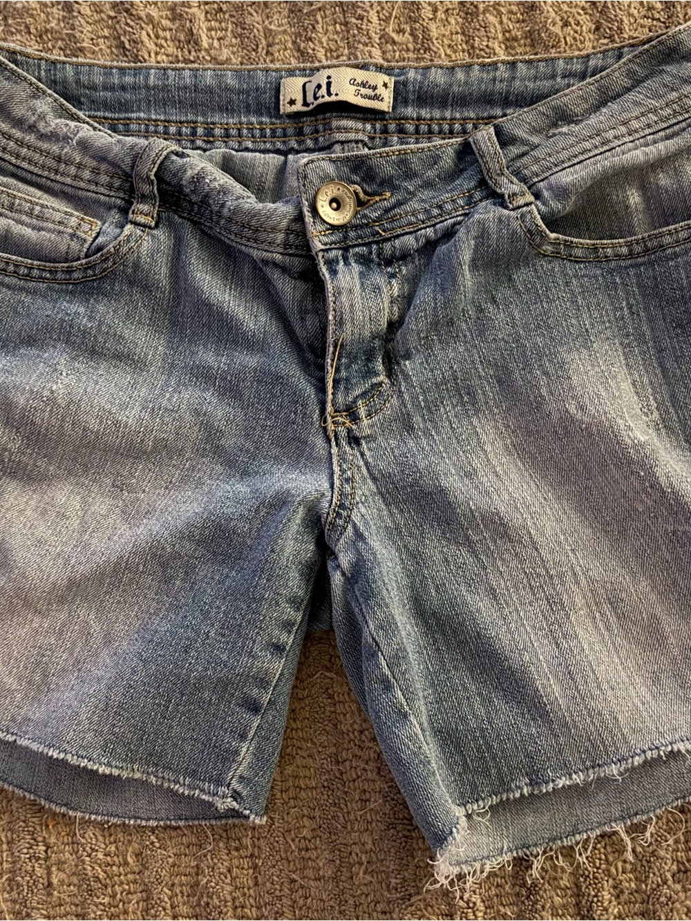 lei Faded Light Blue Denim Cutoff Shorts